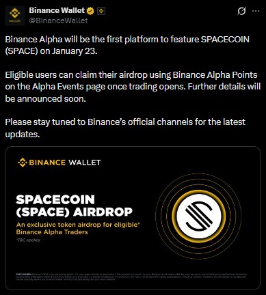 Spacecoin上线公告图